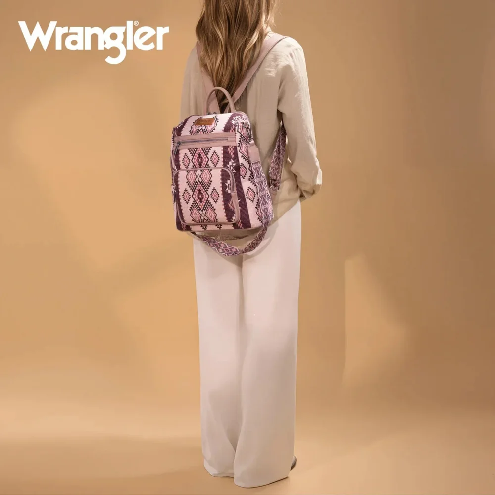 Wrangler Aztec Print Backpack/Crossbody -Pink